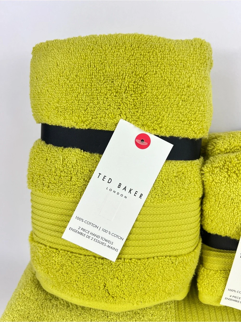 Ted Baker London Bath Towel Set Chartreuse Green Plush 100% Cotton 8 Pc NEW